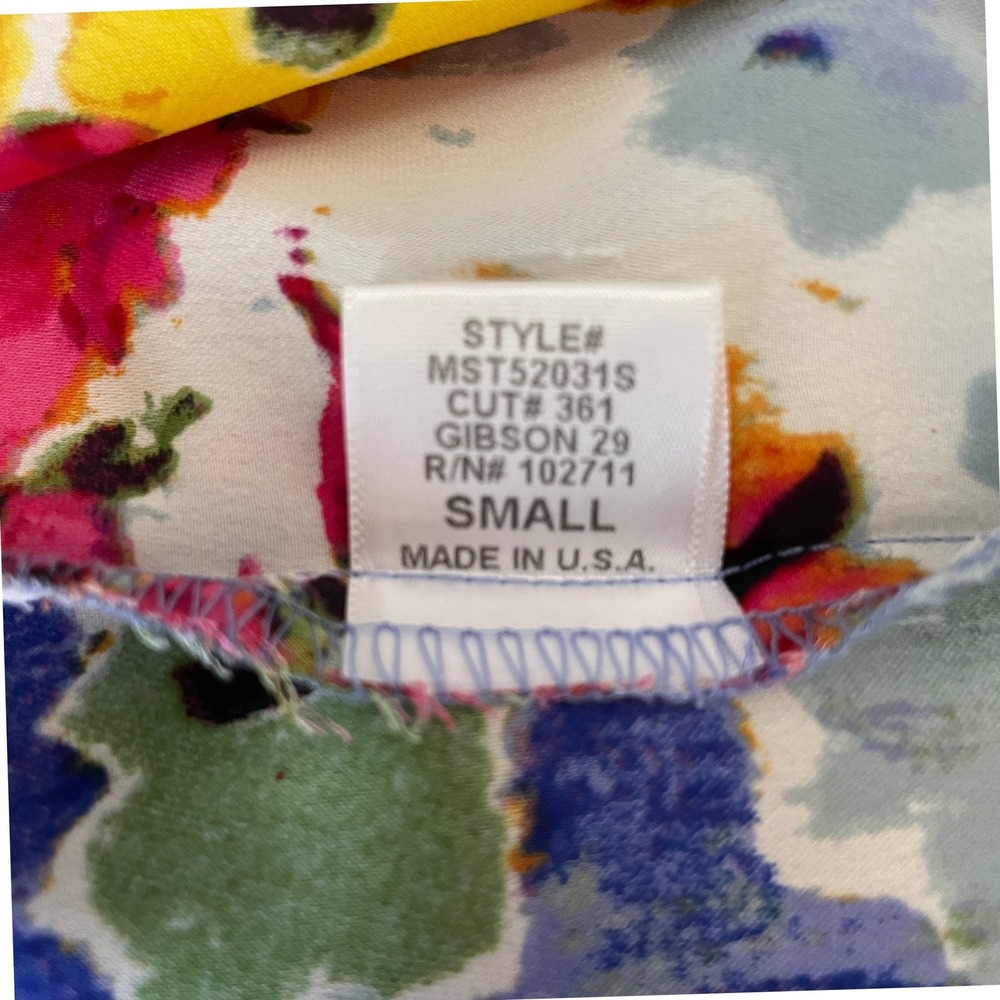 Gibson Womens Floral Watercolor Halter Top Sleeveless Blouse Multi Color Small - Picture 5 of 7